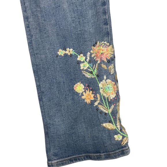 Lucky Brand Sweet Mid‎ Rise Straight Jeans 4/27R Floral Embroidered Boho - Picture 7 of 15